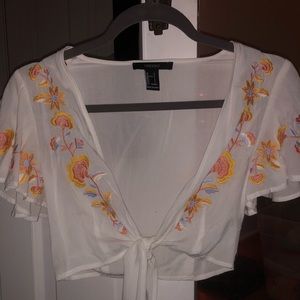 forever 21 tie front crop top size S